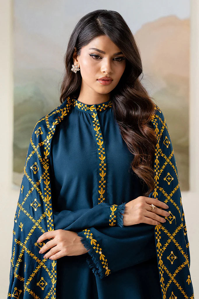 SAGE BLUE-2PC(SHIRT & DUPPATA) | EXCLUSIVE PRET | Cross Stitch
