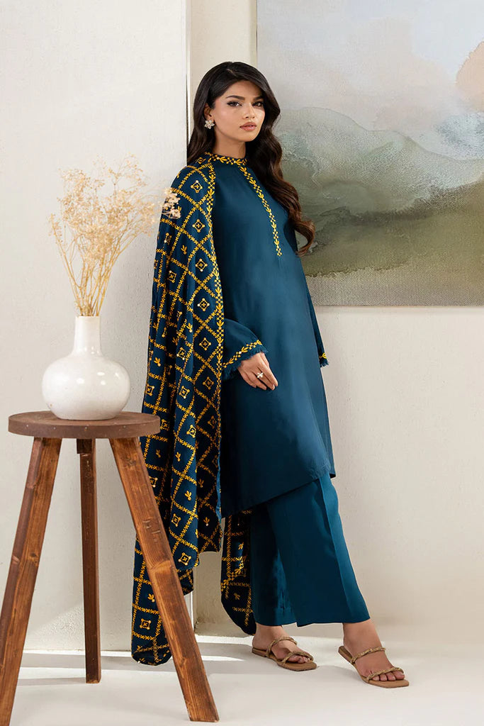 SAGE BLUE-2PC(SHIRT & DUPPATA) | EXCLUSIVE PRET | Cross Stitch