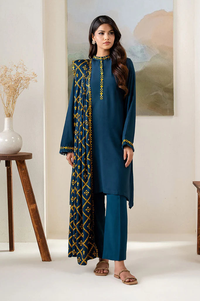 SAGE BLUE-2PC(SHIRT & DUPPATA) | EXCLUSIVE PRET | Cross Stitch