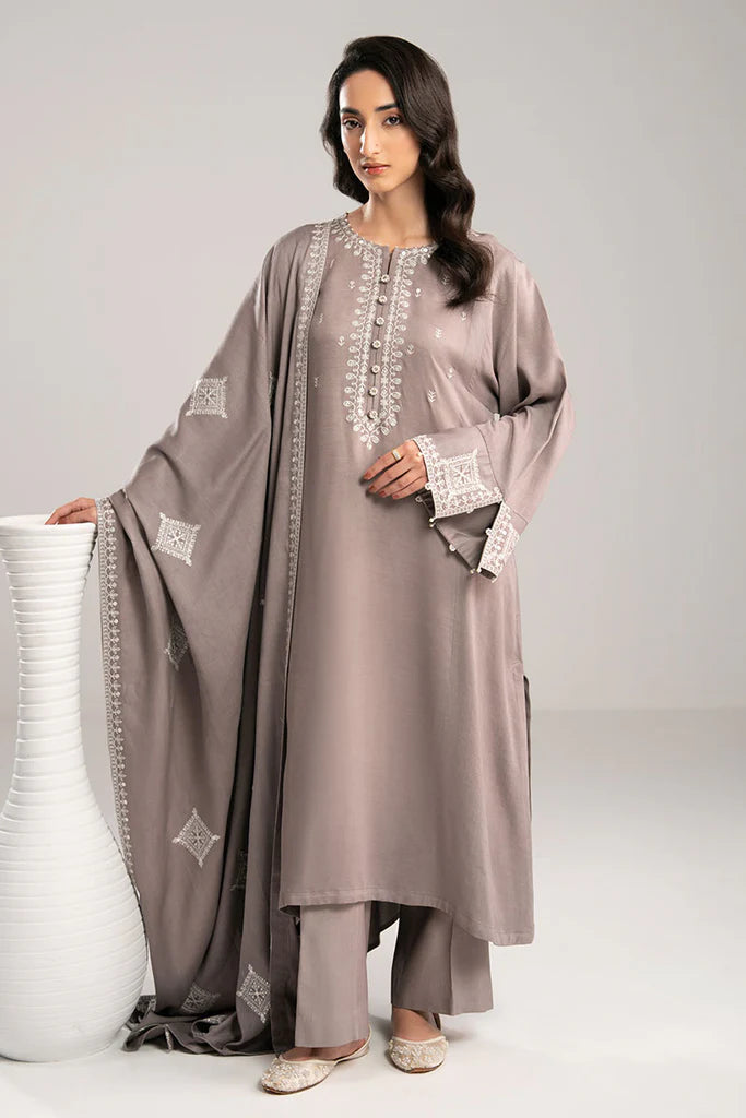 GRAY DUST-2PC(SHIRT & DUPPATA) | EXCLUSIVE PRET | Cross Stitch