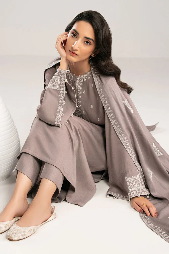 GRAY DUST-2PC(SHIRT & DUPPATA) | EXCLUSIVE PRET | Cross Stitch
