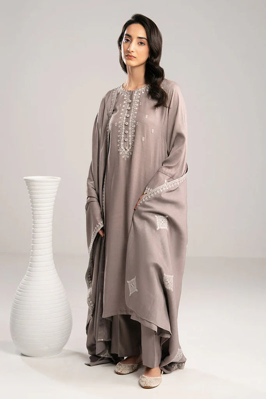 GRAY DUST-2PC(SHIRT & DUPPATA) | EXCLUSIVE PRET | Cross Stitch