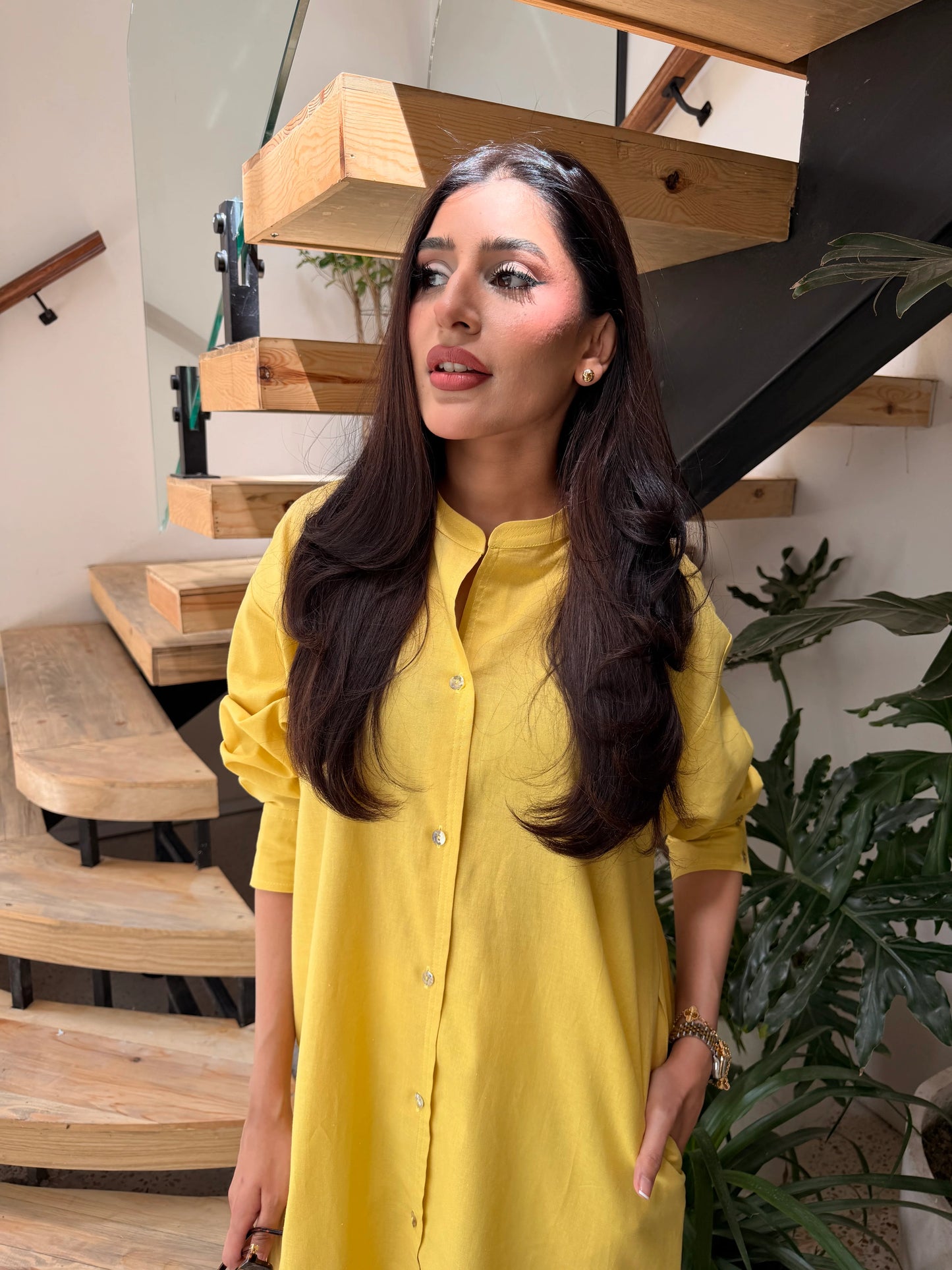 Oversized Linen Shirt Dress in Marigold | Sak Atelier