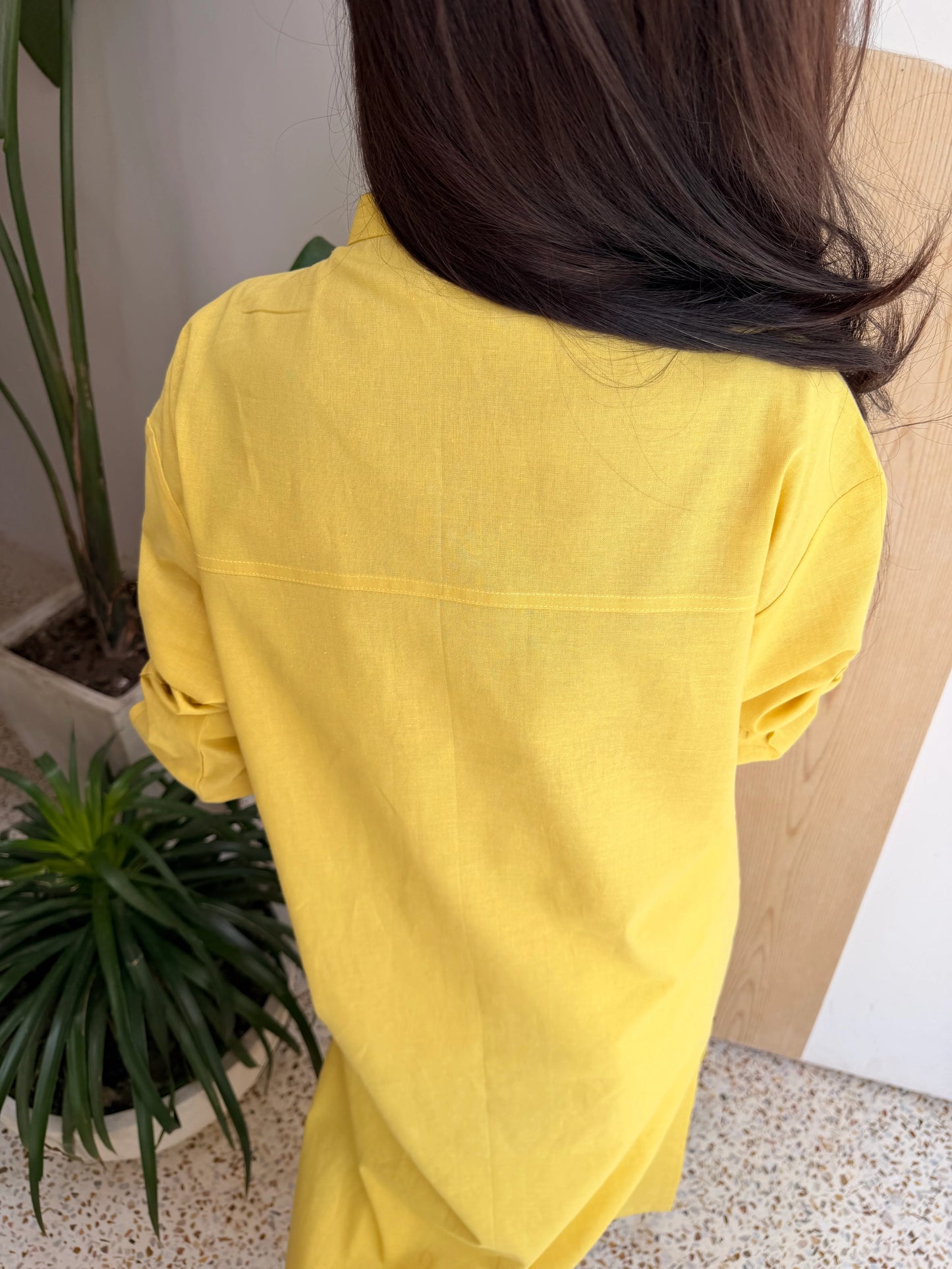 Oversized Linen Shirt Dress in Marigold | Sak Atelier