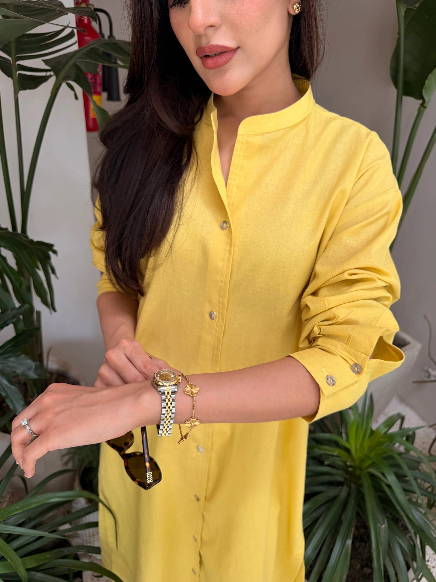 Oversized Linen Shirt Dress in Marigold | Sak Atelier