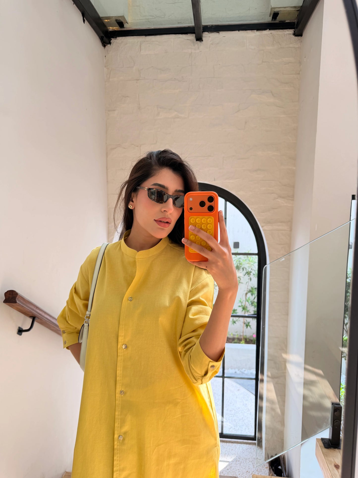 Oversized Linen Shirt Dress in Marigold | Sak Atelier