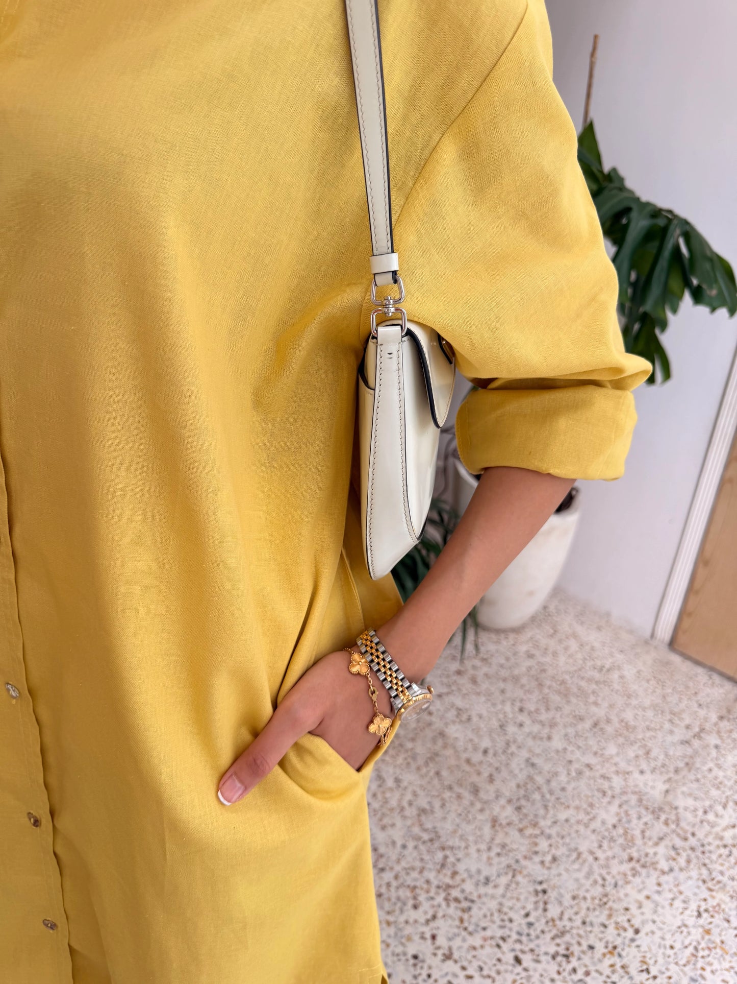 Oversized Linen Shirt Dress in Marigold | Sak Atelier