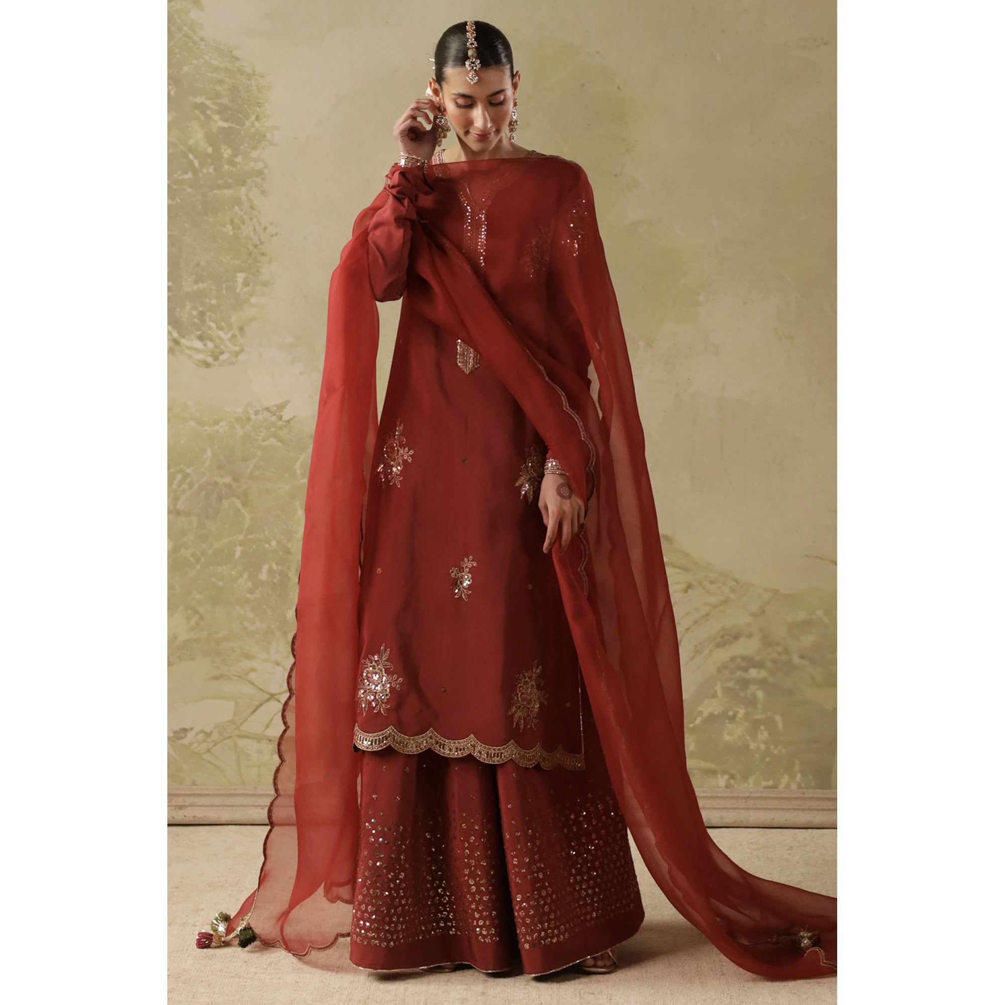 Vermillion Rust Outfit | Sheesham' 26 | DYOT – Chaand Tara