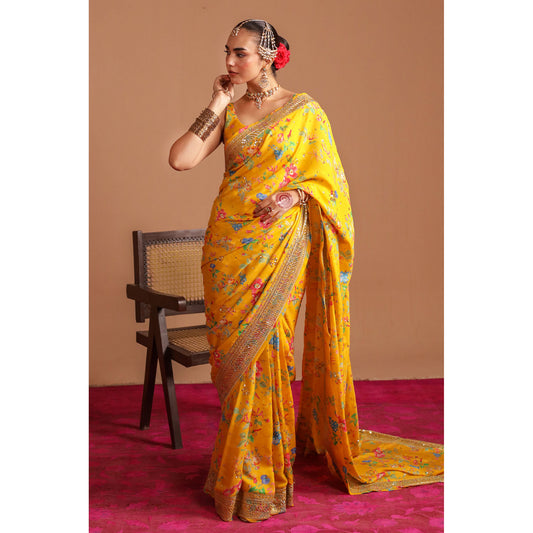 PRINTED MUSTARD SAREE | CHAM CHAM '25 | DYOT