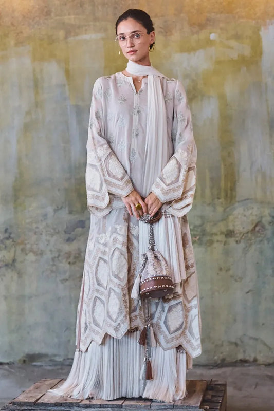 Ivory And Beige Embroidered Kurta Set | Diffusion '26 | Iqbal Hussain