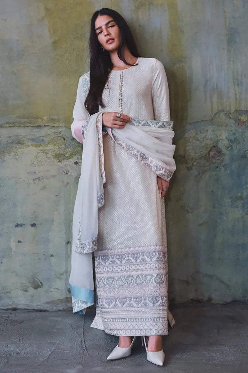 Ivory Zari And Thread Embroidered Kurta Set | Diffusion '26 | Iqbal Hussain