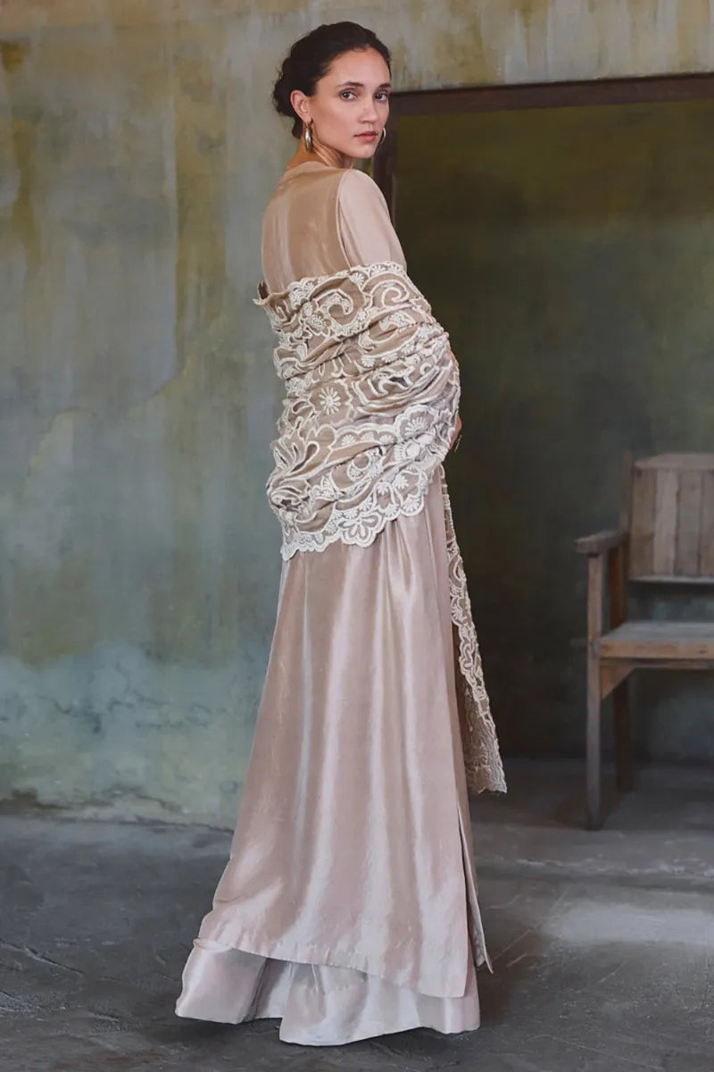 Coffee Beige Raw Silk Kurta Set | Diffusion '26 | Iqbal Hussain