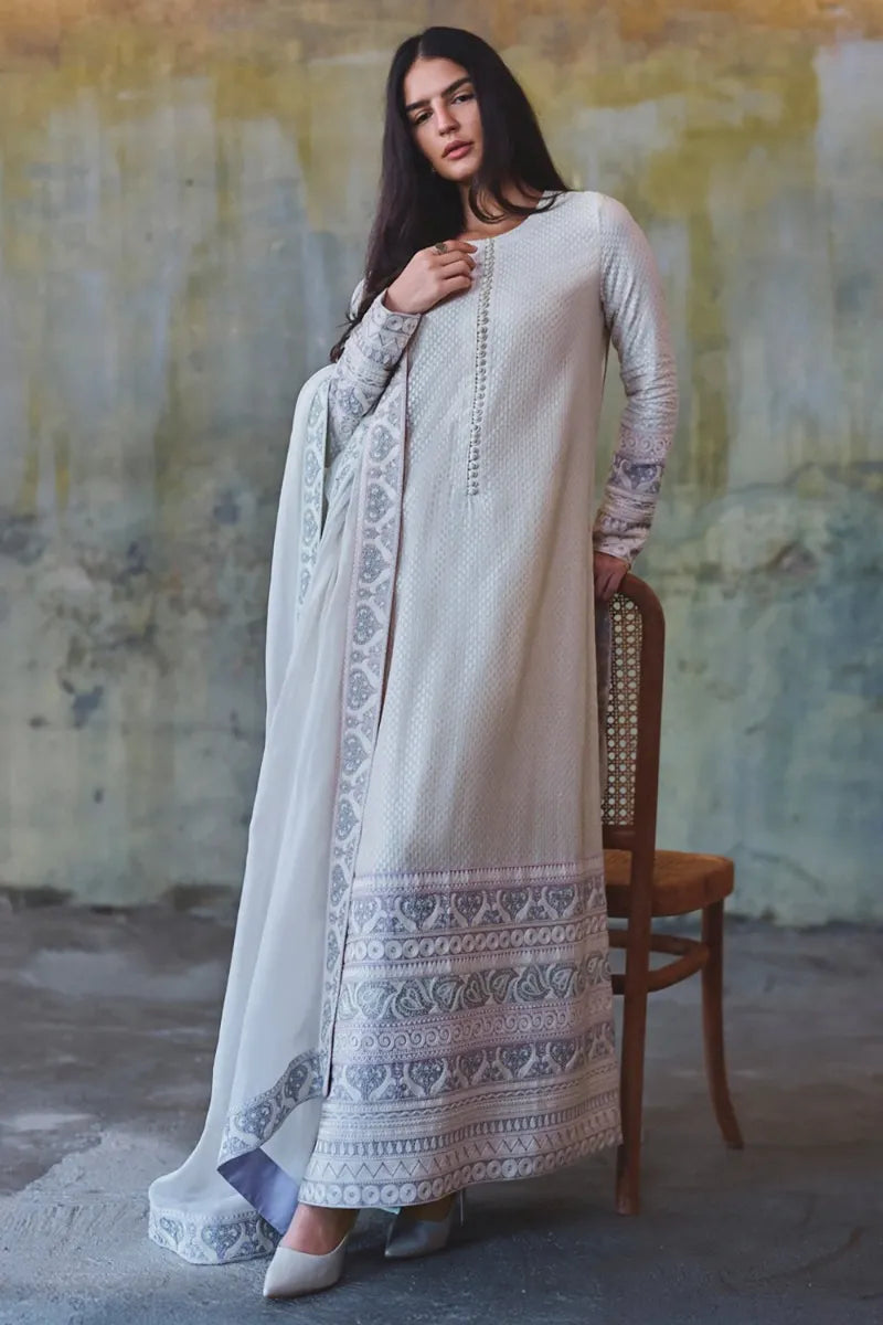 Ivory Zari And Thread Embroidered Kurta Set | Diffusion '26 | Iqbal Hussain