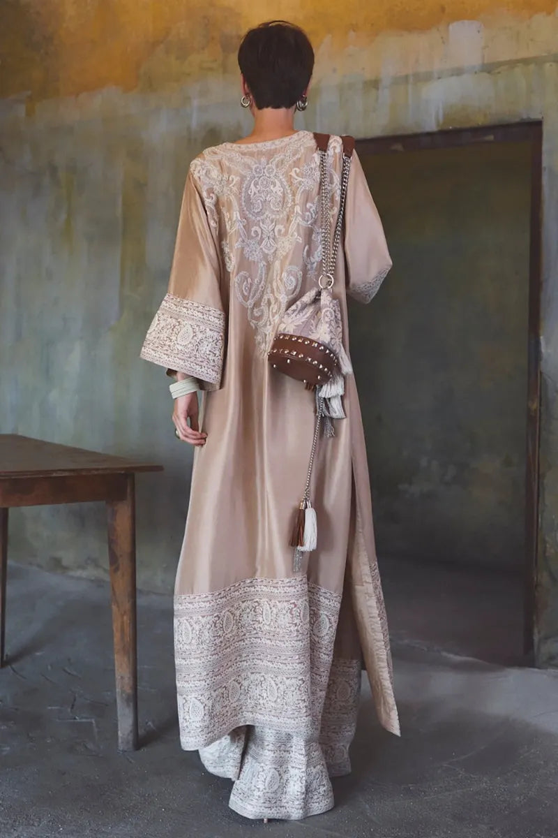 Coffee Beige Tilla-thread Embroidery Kurta Set | Diffusion '26 | Iqbal Hussain