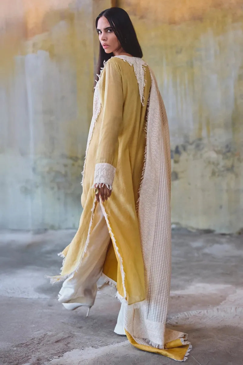 Mellow Yellow Paisley Embroidered Kurta Set | Diffusion '26 | Iqbal Hussain