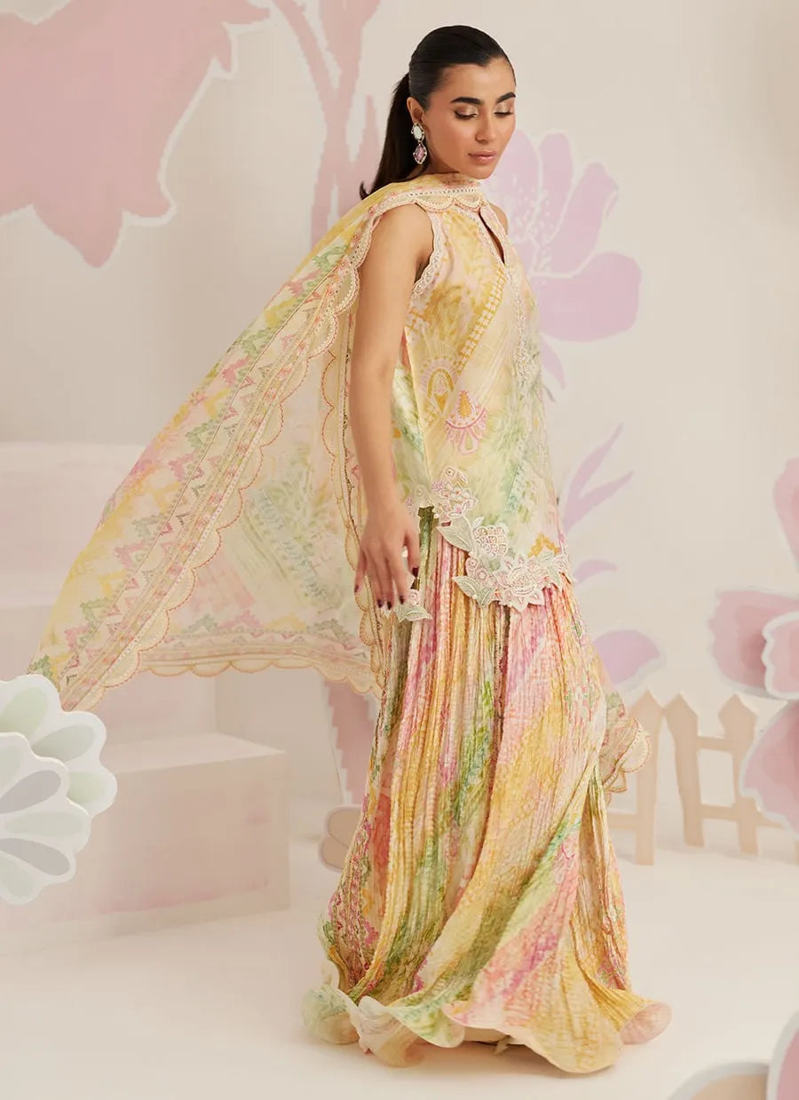 Elysia Shirt And Dupatta With Crushed Wide-leg Pants | Ramadan Eid Frou Frou '26 | FARAH TALIB AZIZ