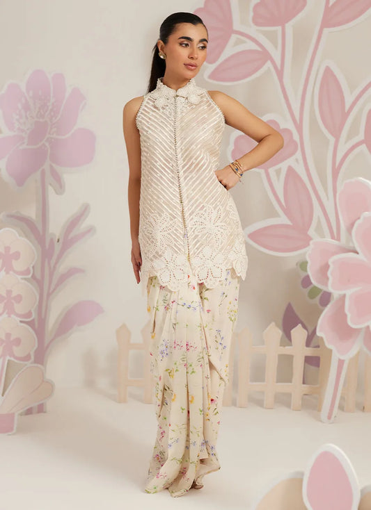 Isobel Jacket With Ivory Printed Crepe Skirt | Ramadan Eid Frou Frou '26 | FARAH TALIB AZIZ