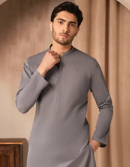 DENIM BLUE COTTON CASUAL KURTA | JUNAID JAMSHED MENSWEAR