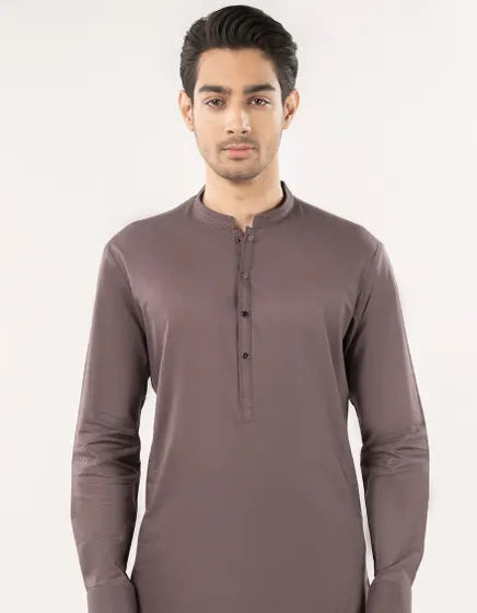 BROWN BLENDED SEMI-FORMAL KAMEEZ SHALWAR | JUNAID JAMSHED MENSWEAR