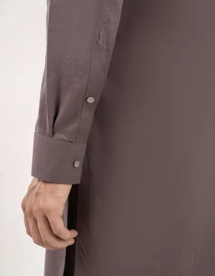 BROWN BLENDED SEMI-FORMAL KAMEEZ SHALWAR | JUNAID JAMSHED MENSWEAR