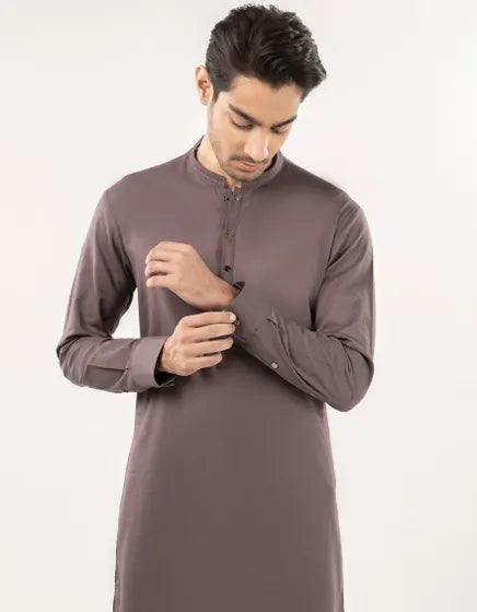 BROWN BLENDED SEMI-FORMAL KAMEEZ SHALWAR | JUNAID JAMSHED MENSWEAR