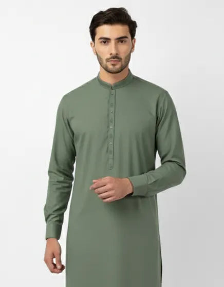 GREEN SEMI-FORMAL KAMEEZ SHALWAR | FESTIVE '26 | JUNAID JAMSHED MENSWEAR
