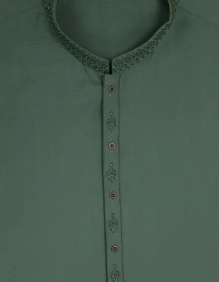 GREEN SEMI-FORMAL KAMEEZ SHALWAR | FESTIVE '26 | JUNAID JAMSHED MENSWEAR