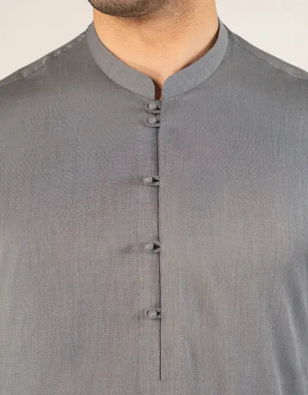 BLUE COTTON CASUAL SHORT KURTA TROUSER | JUNAID JAMSHED MENSWEAR