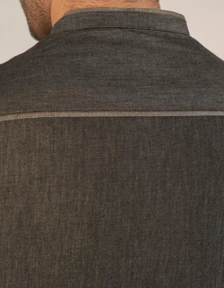 DENIM BLACK COTTON CASUAL SHORT KURTA | JUNAID JAMSHED MENSWEAR