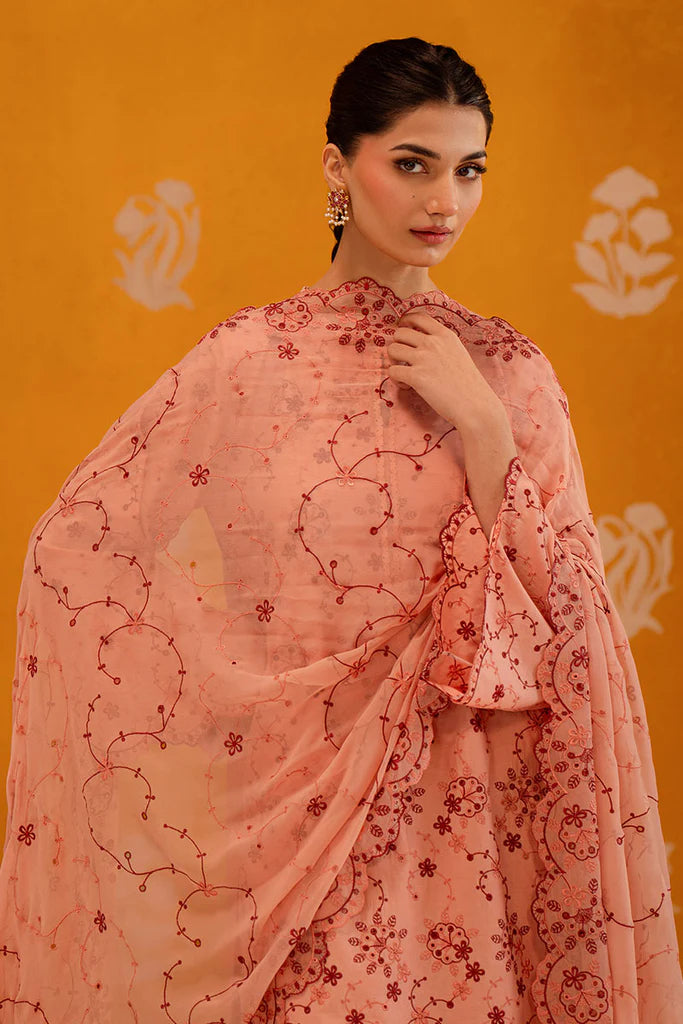 PEACH SORBET-3PC CHIKANKARI SUIT | Cross Stitch