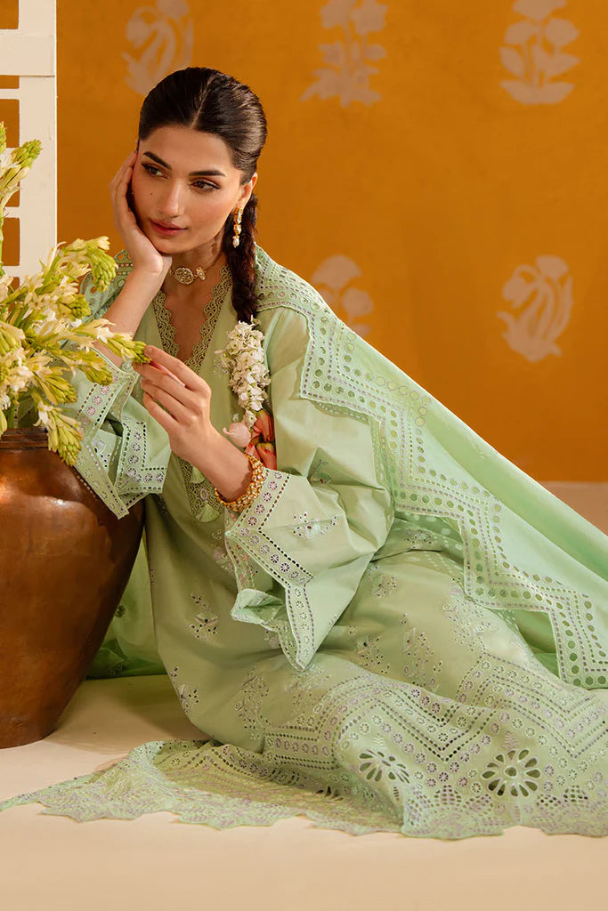 PEPPER MINT-3PC CHIKANKARI SUIT | Cross Stitch