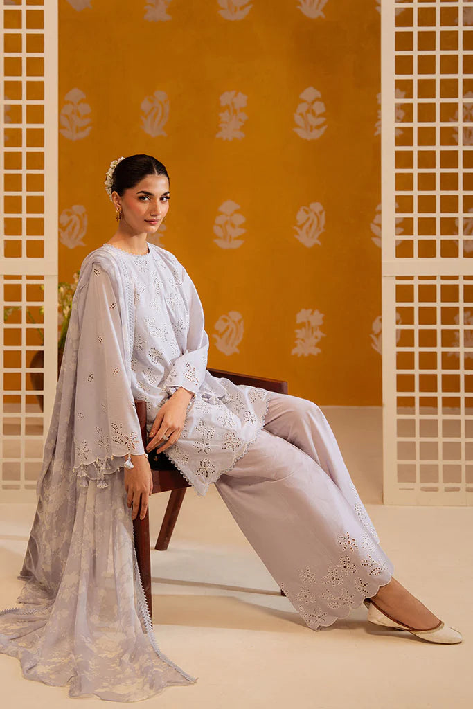 LAVENDER ASH-3PC CHIKANKARI SUIT | Cross Stitch