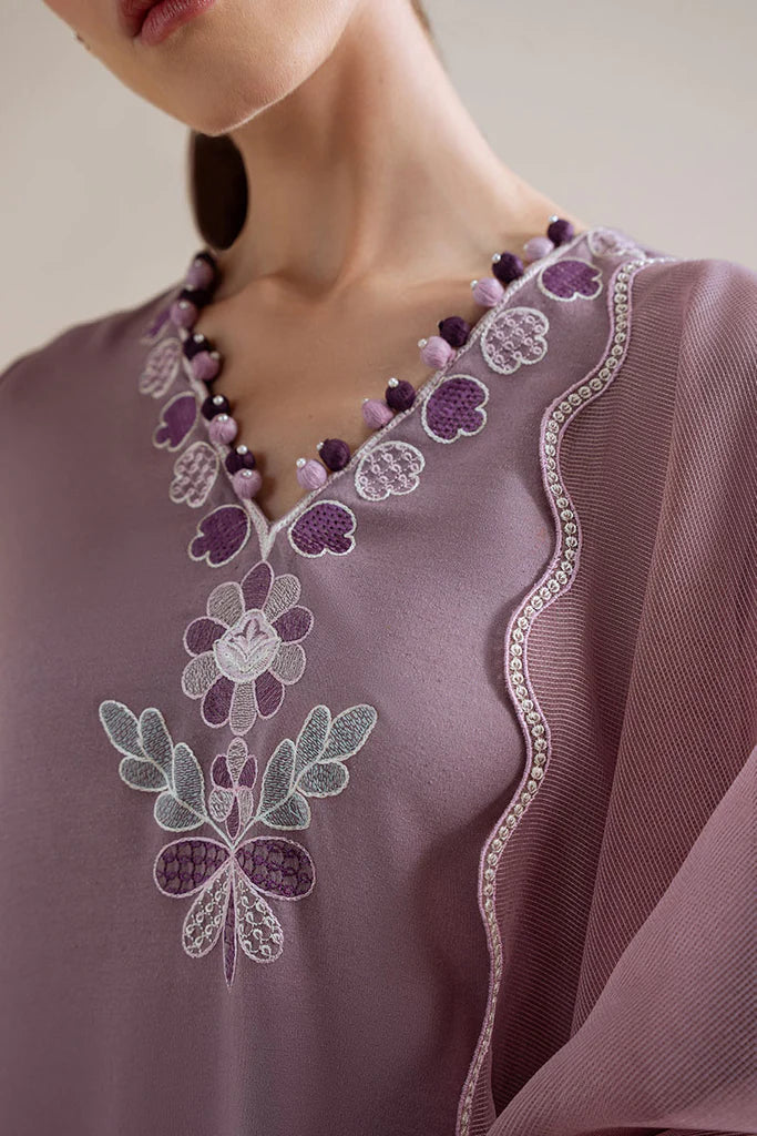 PURPLE HAZE-3PC (SHIRT, TROUSER & DUPATTA) | EXCLUSIVE PRET | Cross Stitch