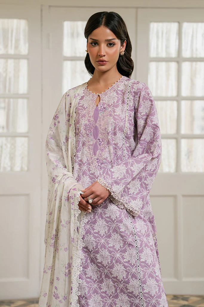 LAVENDER MUSE- 3PC EMBROIDERED LAWN SUIT | Cross Stitch