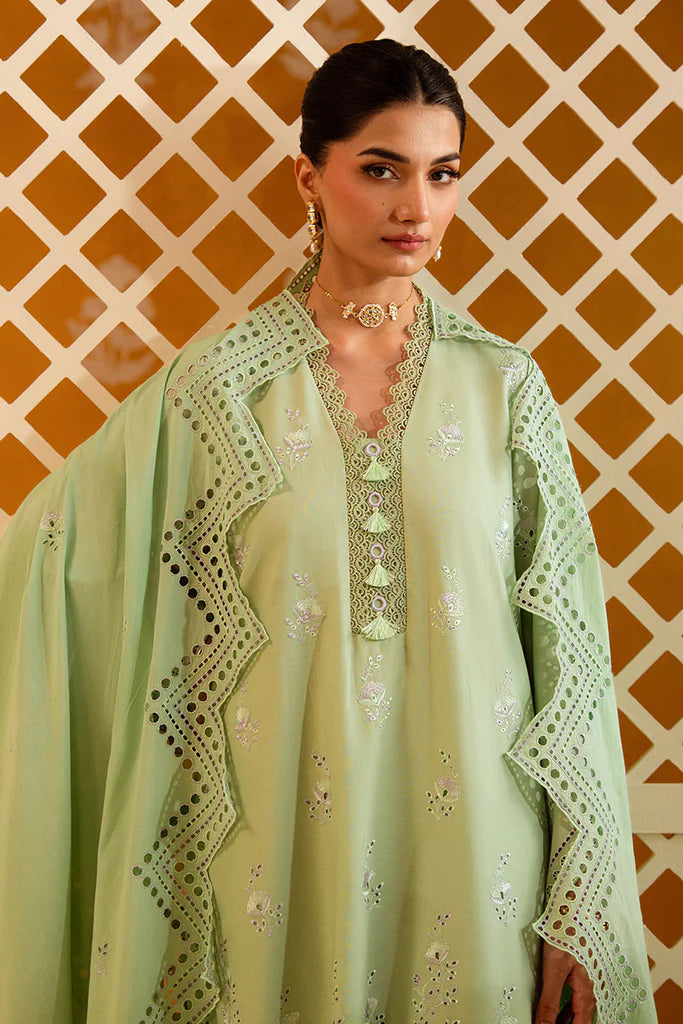 PEPPER MINT-3PC CHIKANKARI SUIT | Cross Stitch