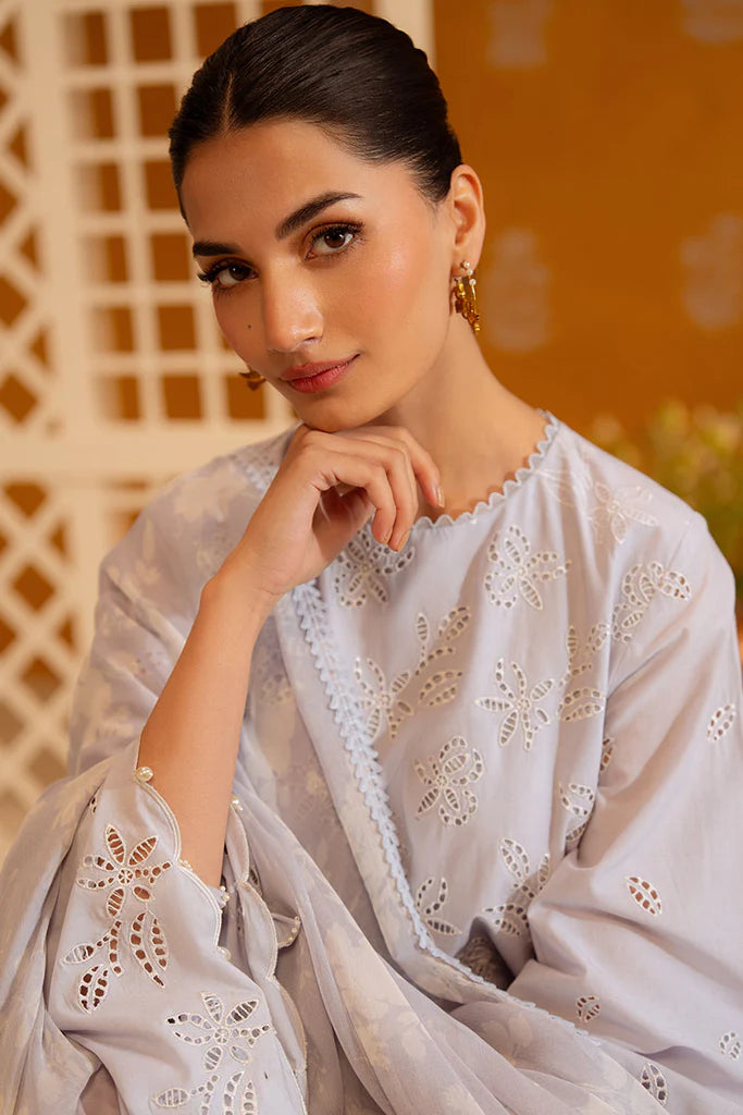 LAVENDER ASH-3PC CHIKANKARI SUIT | Cross Stitch