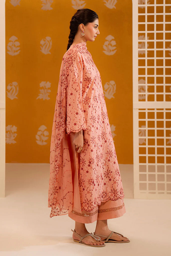 PEACH SORBET-3PC CHIKANKARI SUIT | Cross Stitch