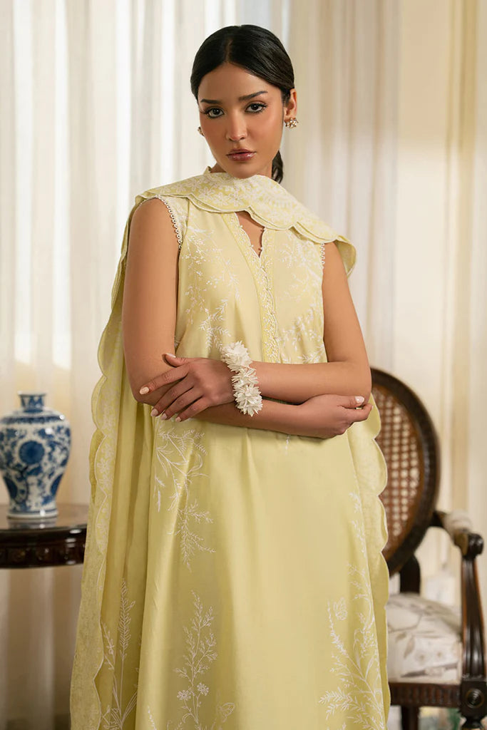 MELLOW GREEN- 3PC EMBROIDERED LAWN SUIT | Cross Stitch