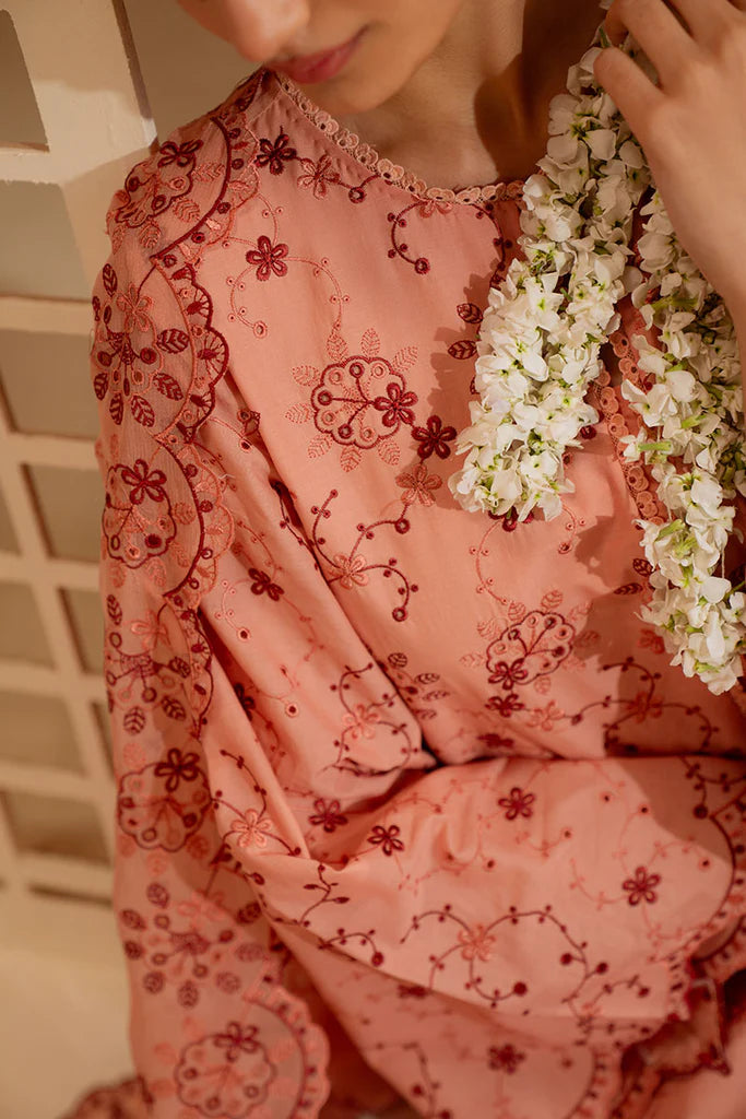 PEACH SORBET-3PC CHIKANKARI SUIT | Cross Stitch