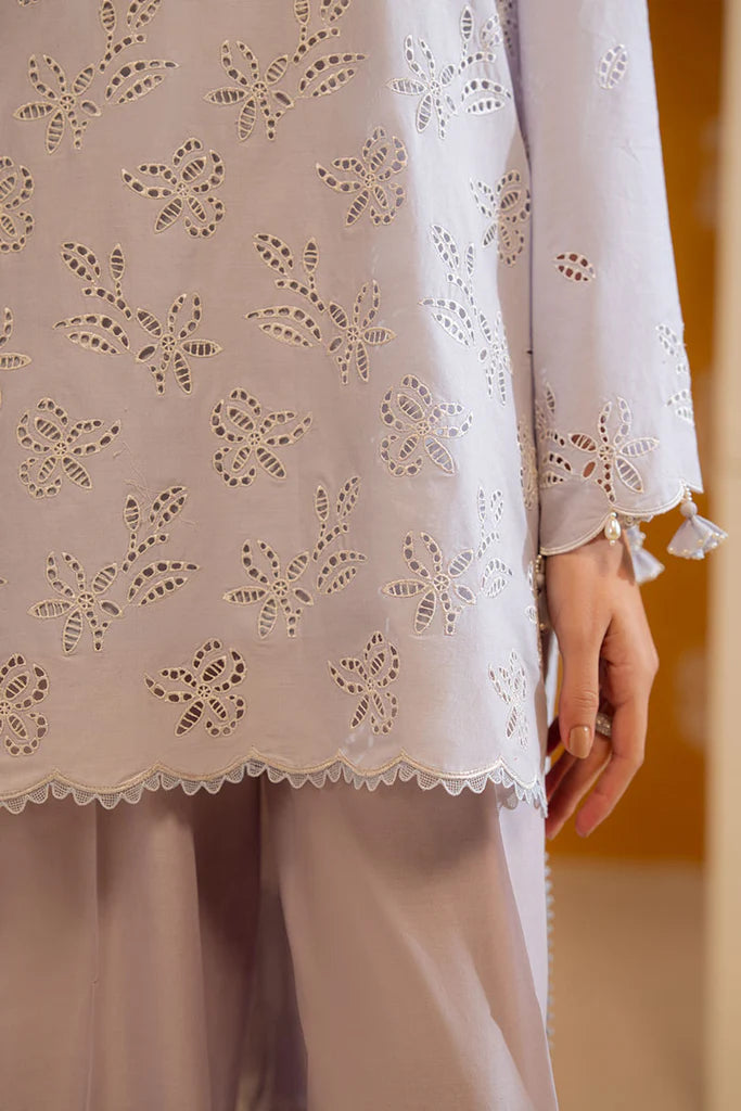 LAVENDER ASH-3PC CHIKANKARI SUIT | Cross Stitch