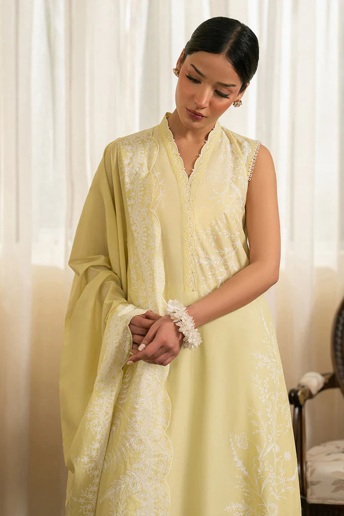 MELLOW GREEN- 3PC EMBROIDERED LAWN SUIT | Cross Stitch