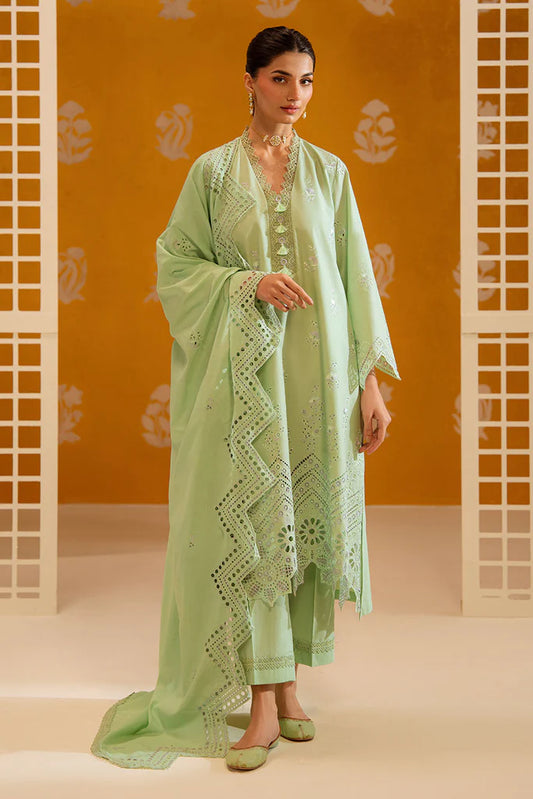 PEPPER MINT-3PC CHIKANKARI SUIT | Cross Stitch