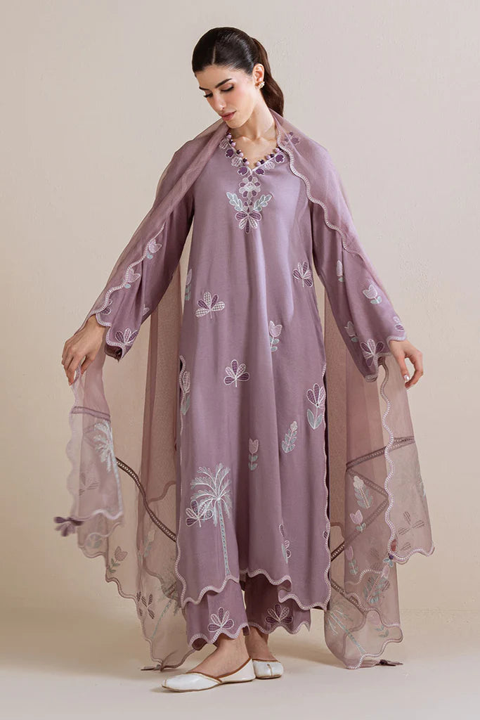 PURPLE HAZE-3PC (SHIRT, TROUSER & DUPATTA) | EXCLUSIVE PRET | Cross Stitch
