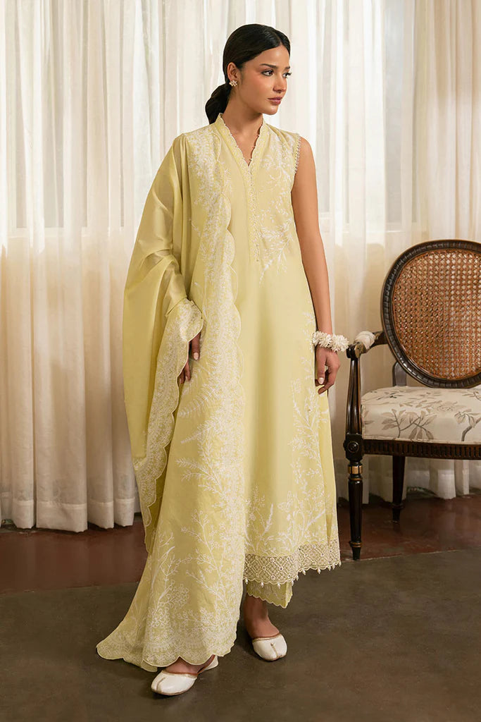 MELLOW GREEN- 3PC EMBROIDERED LAWN SUIT | Cross Stitch