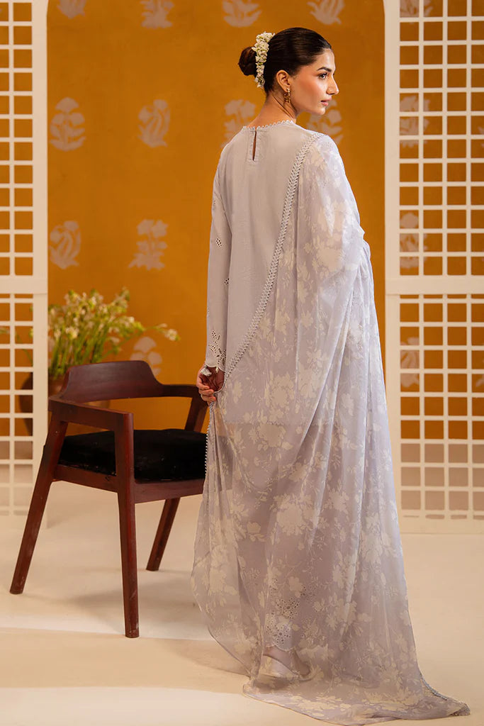 LAVENDER ASH-3PC CHIKANKARI SUIT | Cross Stitch
