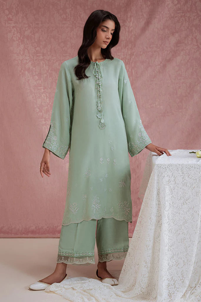 GREEN REVERIE-2PC (SHIRT & TROUSER) | EXCLUSIVE PRET | Cross Stitch
