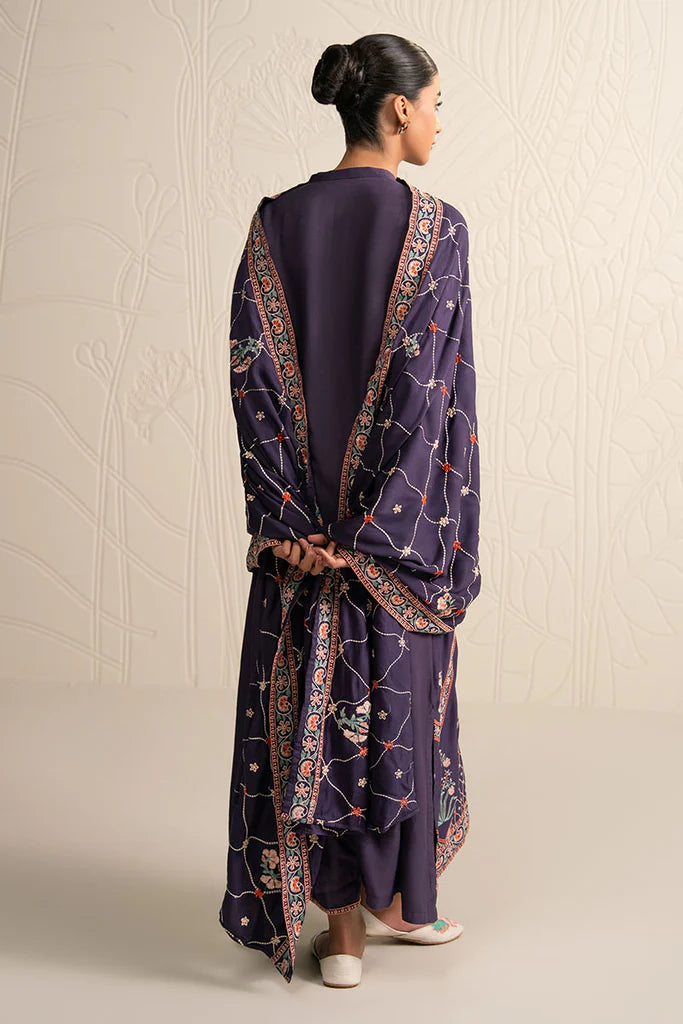 MULBERRY GARNET-3PC (SHIRT, TROUSER & DUPATTA) | EXCLUSIVE PRET | Cross Stitch