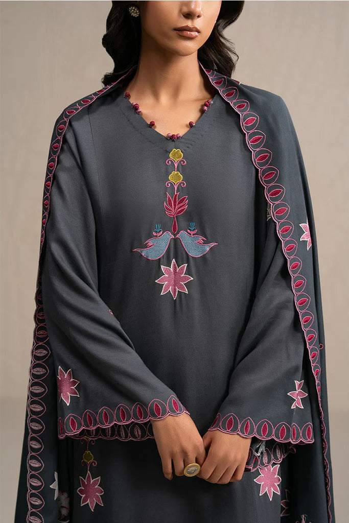 CHARCOAL SPECTRUM-3PC (SHIRT, TROUSER & DUPATTA) | EXCLUSIVE PRET | Cross Stitch