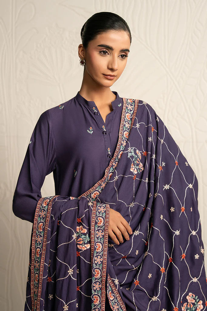 MULBERRY GARNET-3PC (SHIRT, TROUSER & DUPATTA) | EXCLUSIVE PRET | Cross Stitch