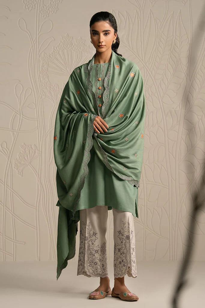 ASH MOSS-3PC (SHIRT, TROUSER & DUPATTA) | EXCLUSIVE PRET | Cross Stitch